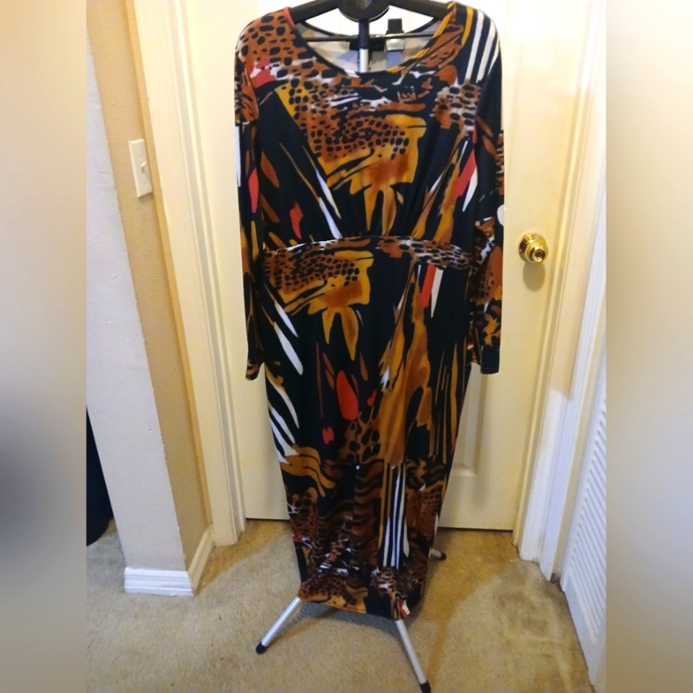Ashley Stewart Plus Size Animal Print Close  fitting Maxi dress